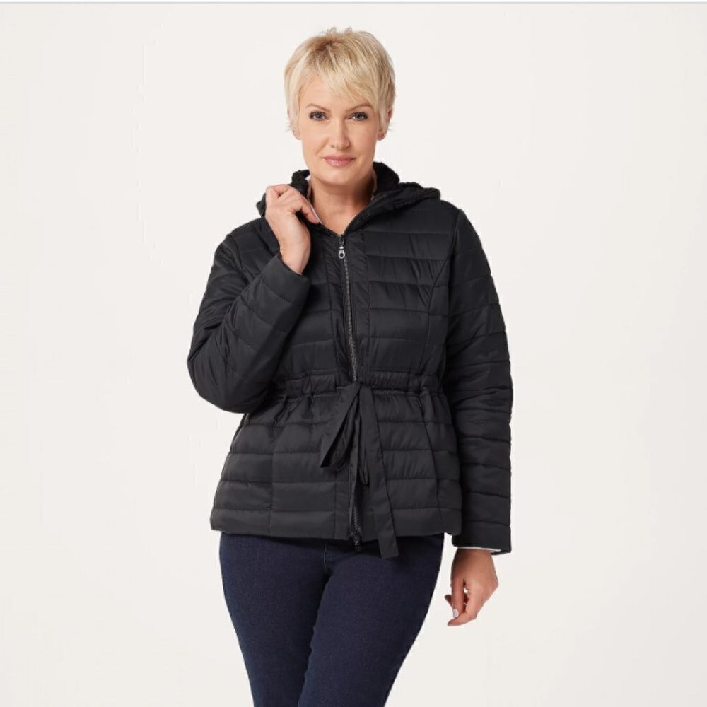 Denim & Co. Active Cinched Waist Puffer Jacket XS